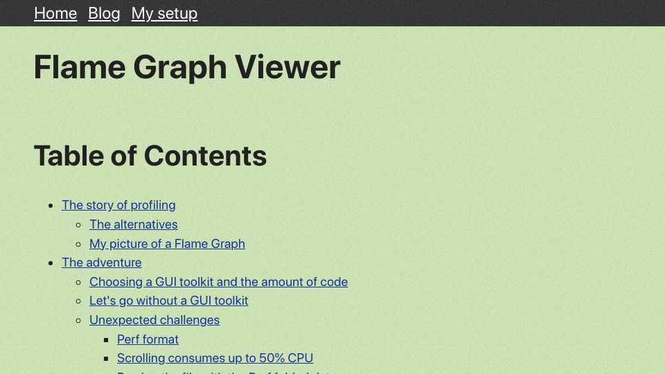 Screenshot of laladrik.xyz: Navtive FlameGraphViewer