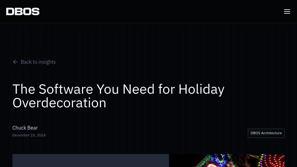 Screenshot of dbos.dev: The software you need for holiday overdecoration