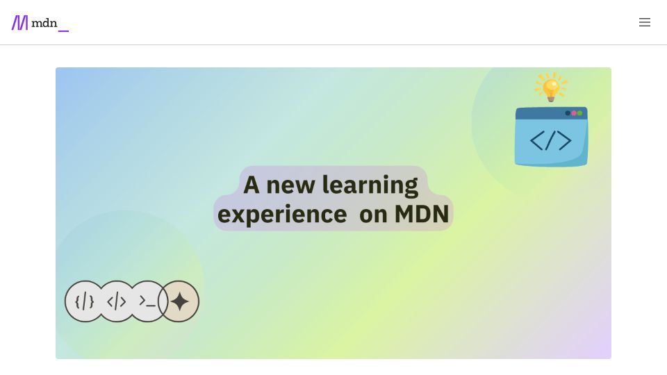 Screenshot of developer.mozilla.org: A new learning experience on MDN