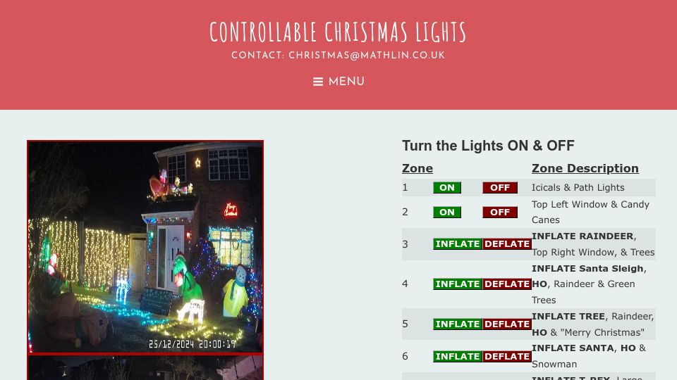 Screenshot of mathlin.co.uk: Controllable Christmas Lights