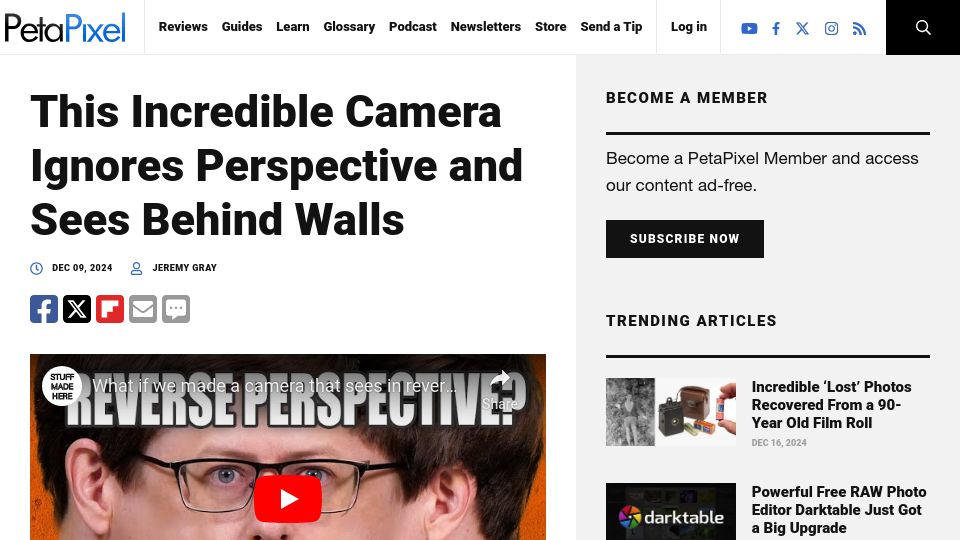 Screenshot of petapixel.com: Camera Ignores Perspective and Sees Behind Walls