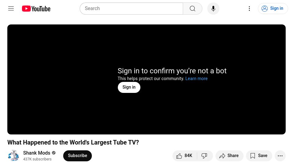 Screenshot of youtube.com: What Happened to the Largest Tube TV? [video]
