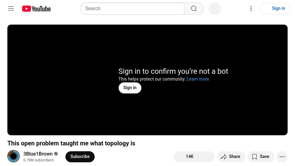 Screenshot of youtube.com: This open problem taught me what topology is [video]