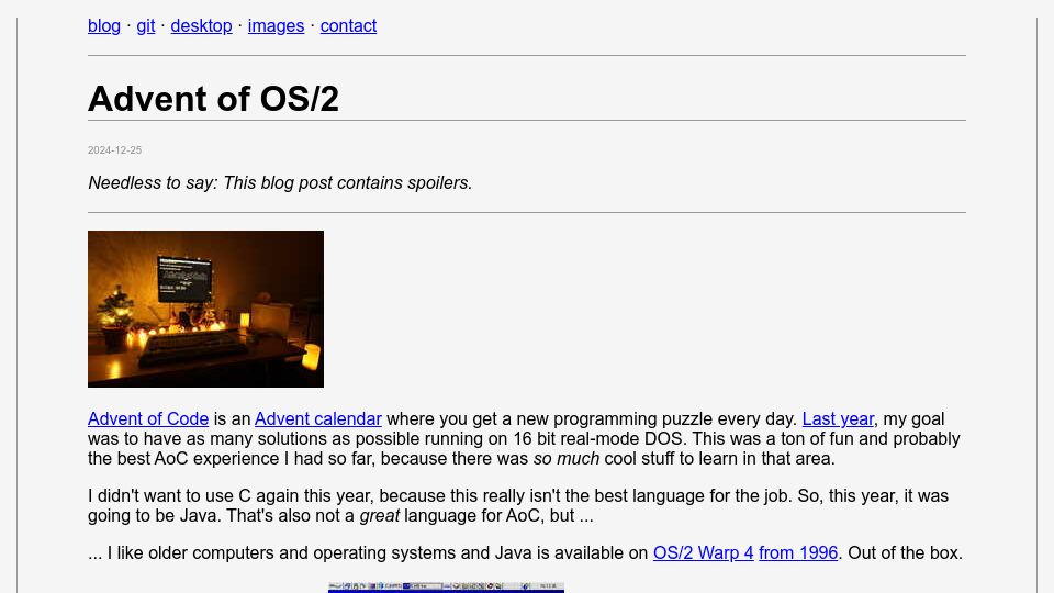 Screenshot of uninformativ.de: Advent of OS/2