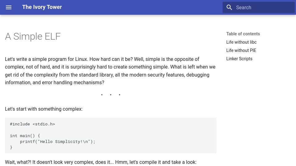 Screenshot of 4zm.org: A Simple ELF