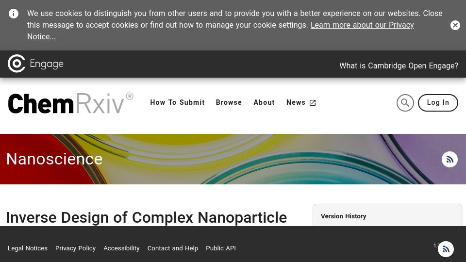 Screenshot of chemrxiv.org: Inverse Design of Complex Nanoparticle Heterostructures via DL on Graphs