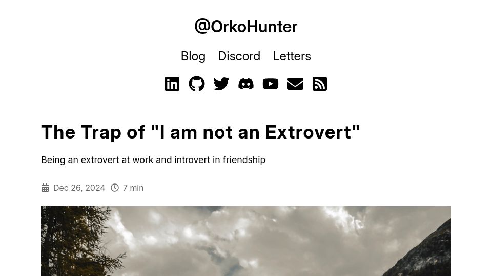 Screenshot of orkohunter.net: The trap of "I am not an extrovert"
