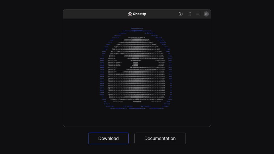 Screenshot of ghostty.org: Ghostty 1.0