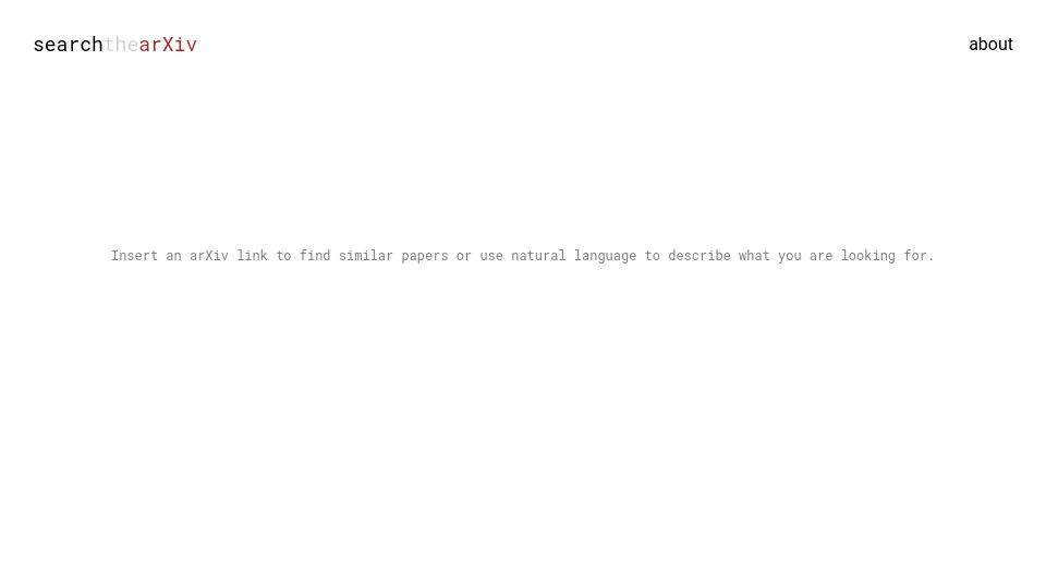 Screenshot of searchthearxiv.com: Search ArXiv Fluidly