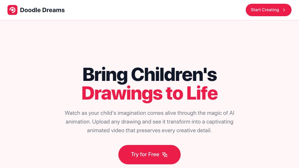 Screenshot of doodledreams.cc: Show HN: I made a web app to bring children's drawings to life