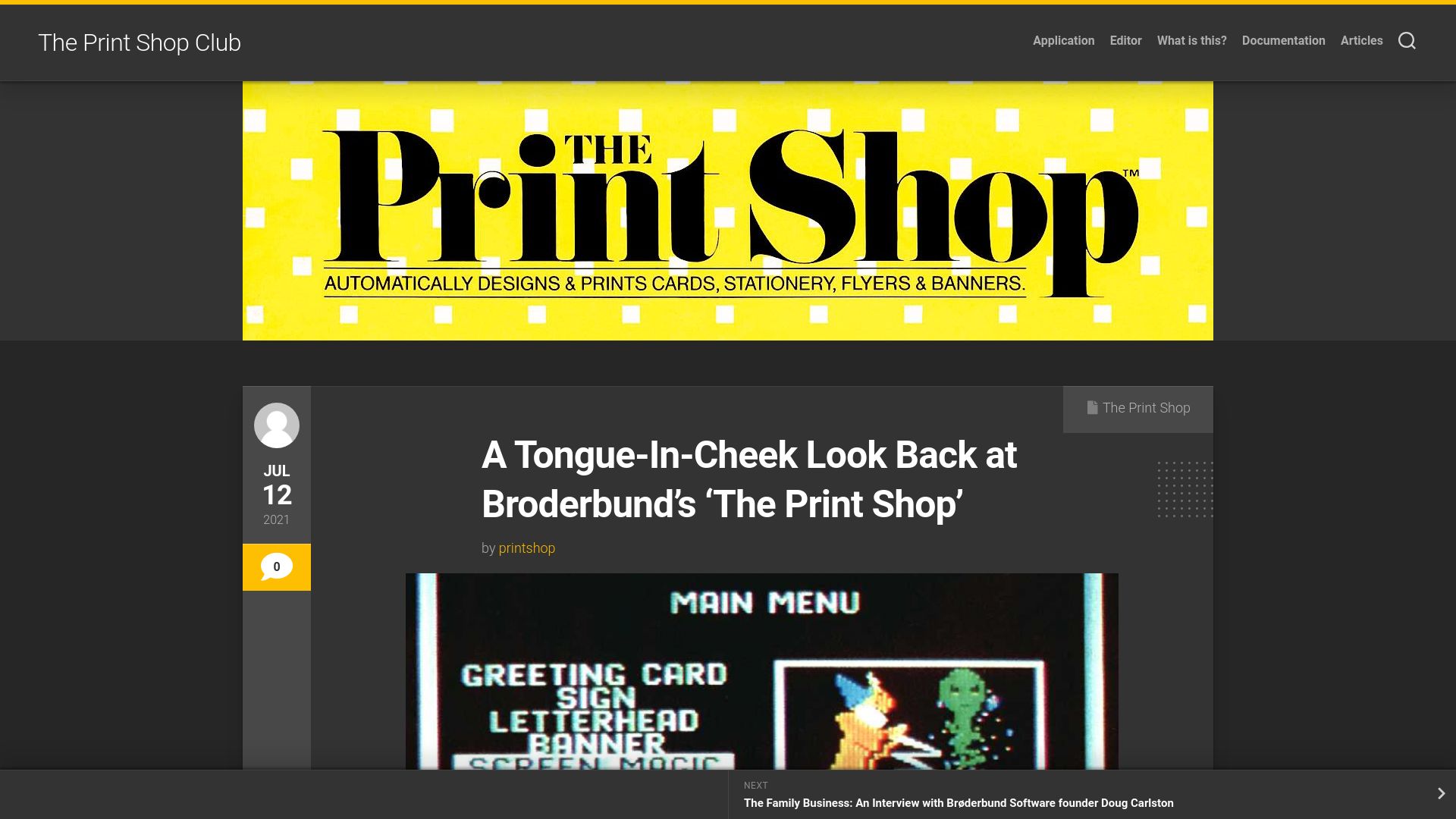 Screenshot of theprintshop.club: A Tongue-in-Cheek Look Back at Broderbund's 'The Print Shop'