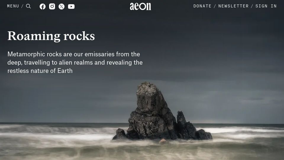 Screenshot of aeon.co: Roaming Rocks