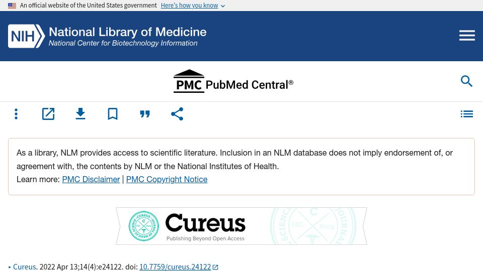 Screenshot of pmc.ncbi.nlm.nih.gov: How to Cure Acid Reflux with Simple Exercise: An Anecdotal Study