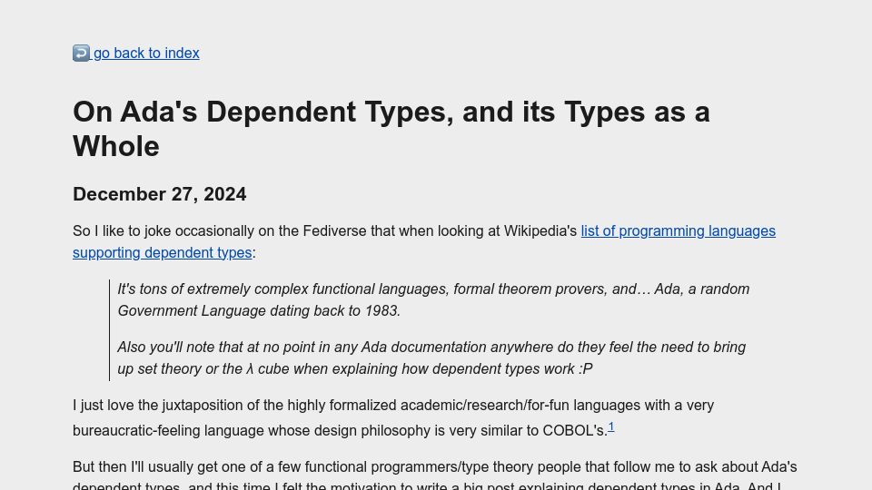 Screenshot of nytpu.com: Ada's dependent types, and its types as a whole