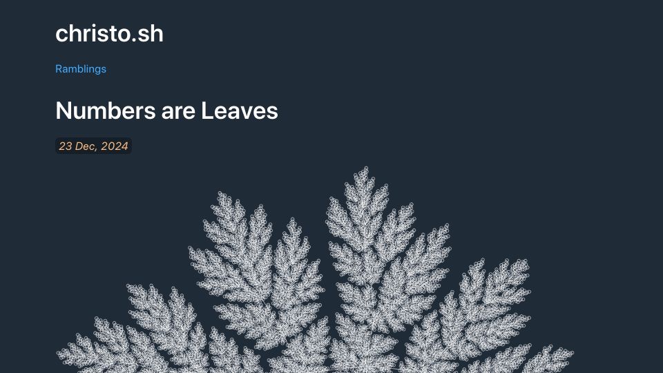 Screenshot of christo.sh: Numbers Are Leaves