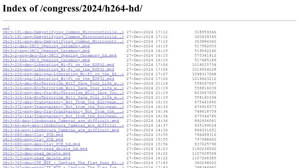 Screenshot of ftp.ccc.de: CCC 2024 Videos Index