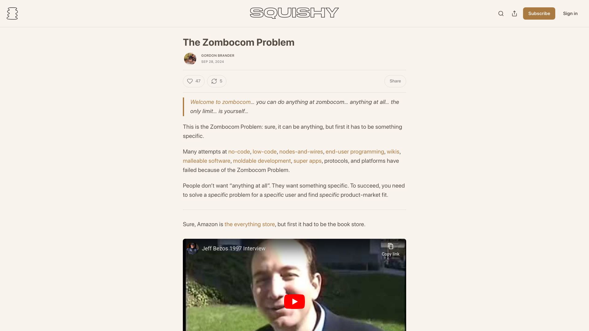 Screenshot of newsletter.squishy.computer: The Zombocom Problem