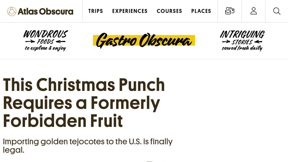 Screenshot of atlasobscura.com: Christmas Punch Requires a Formerly Forbidden Fruit