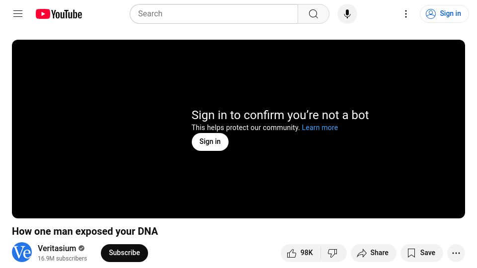 Screenshot of youtube.com: An infinite DNA glitch saved millions [video]