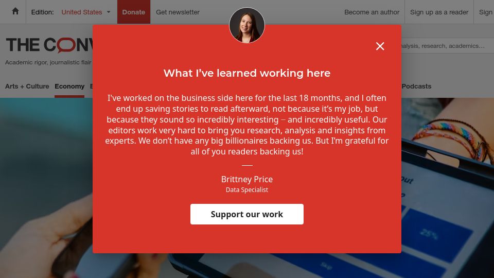 Screenshot of theconversation.com: Tip pressure might work in the moment, but customers are less likely to return