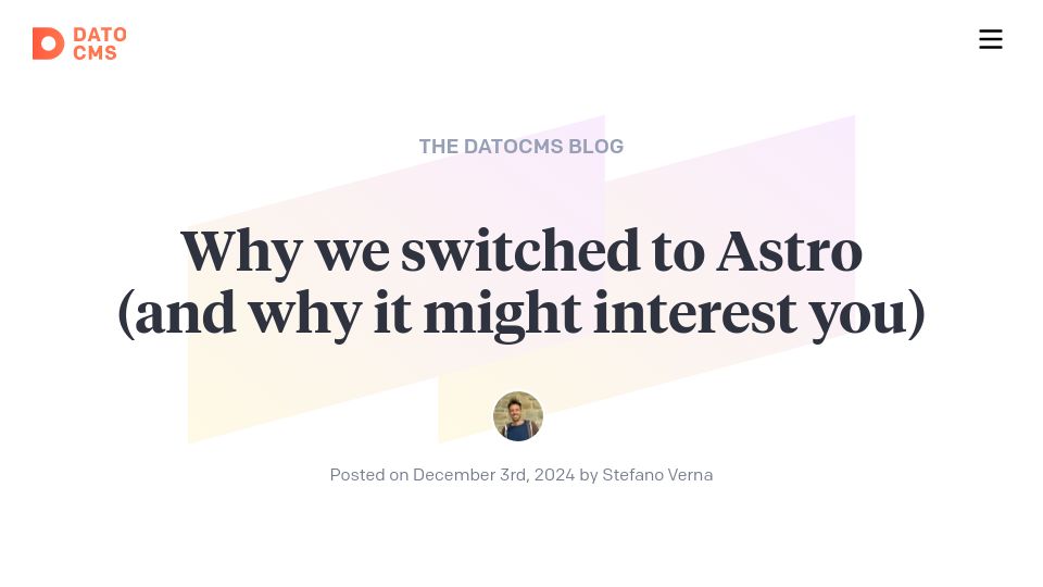 Screenshot of datocms.com: We switched from Next.js to Astro (and why it might interest you)