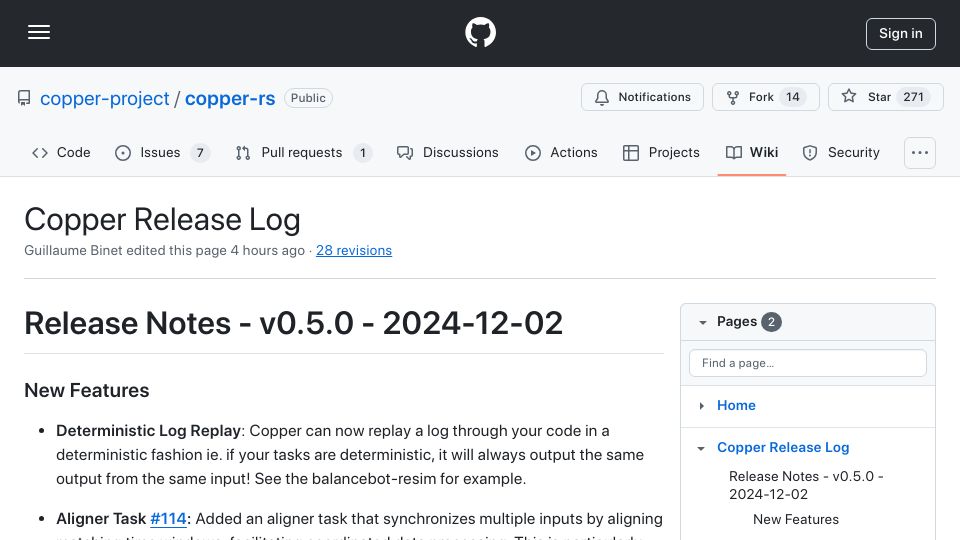 Screenshot of github.com: Show HN: Copper – Open-source robotics in Rust with deterministic log replay