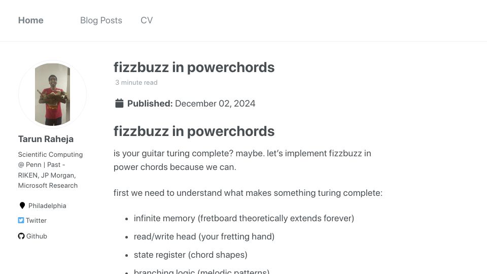 Screenshot of tehruhn.github.io: FizzBuzz in Powerchords