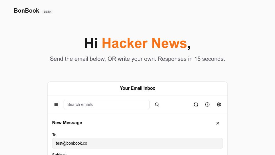 Screenshot of bonbook.co: Show HN: Book and change flights with one email