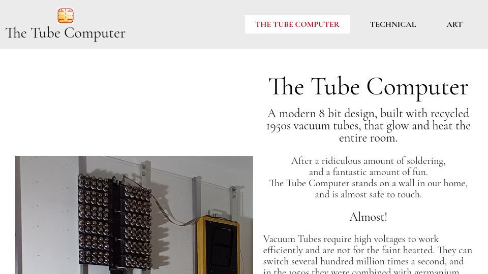 Screenshot of thetubecomputer.com: The Tube Computer