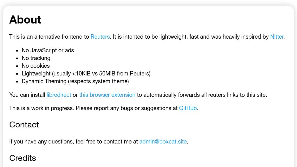Screenshot of neuters.de: Neuters: Lightweight front end to Reuters News