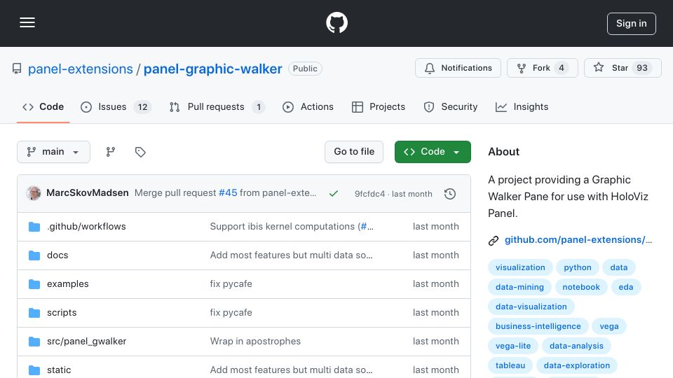 Screenshot of github.com: A simple way to explore data through a Tableau-like UI directly in your data app