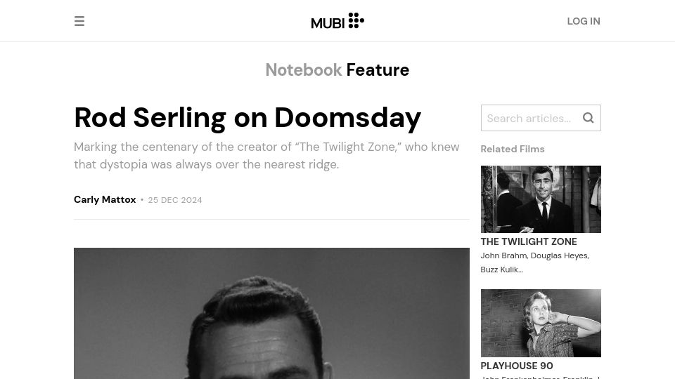 Screenshot of mubi.com: Rod Serling on Doomsday