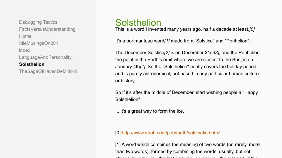 Screenshot of solipsys.co.uk: Wishing Everyone a Happy Solsthelion