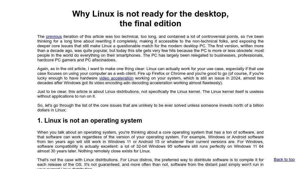 Screenshot of itvision.altervista.org: Why Linux is not ready for the desktop, the final edition