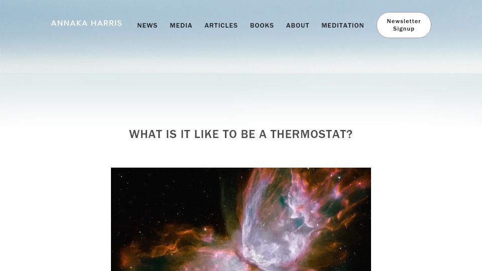 Screenshot of annakaharris.com: What is it like to be a thermostat? (1996)