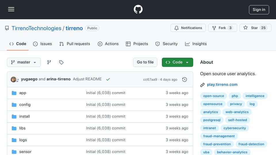 Screenshot of github.com: Show HN: Open-source security user analytics