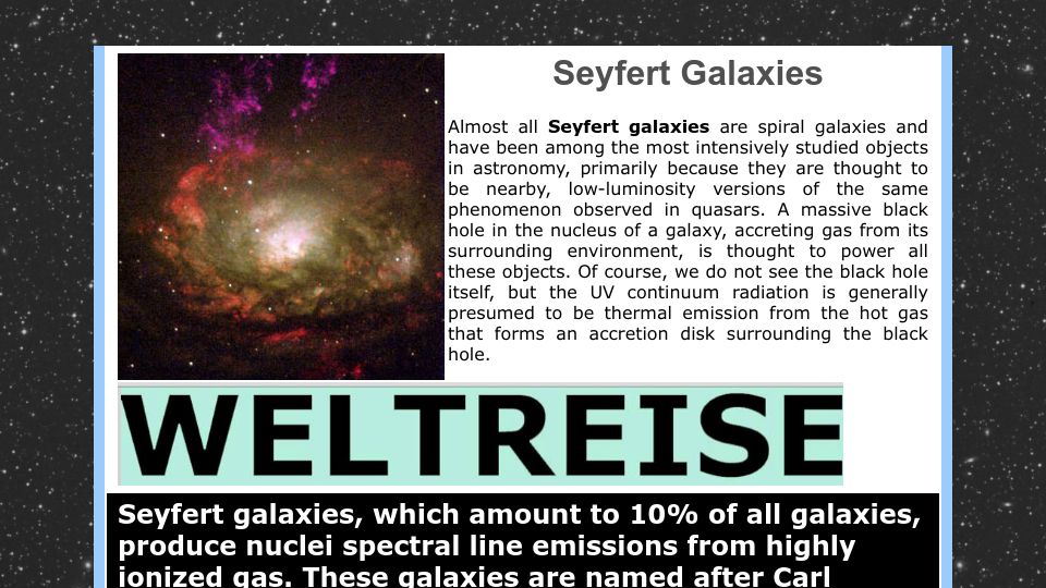 Screenshot of seyfertgalaxies.com: Seyfert Galaxies