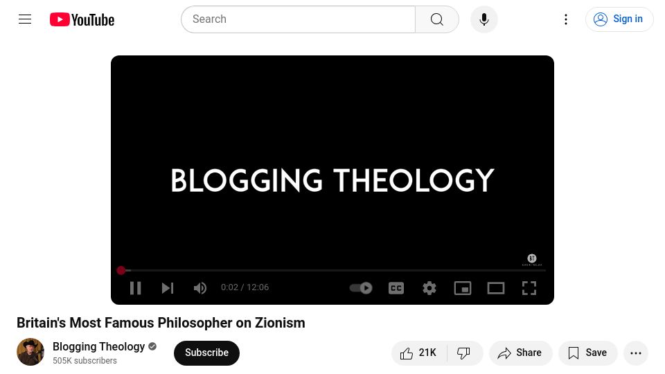 Screenshot of youtube.com: Bertrand Russell on Zionism [video]