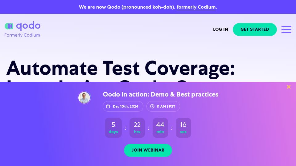 Screenshot of qodo.ai: Introducing Qodo Cover: Automate Test Coverage