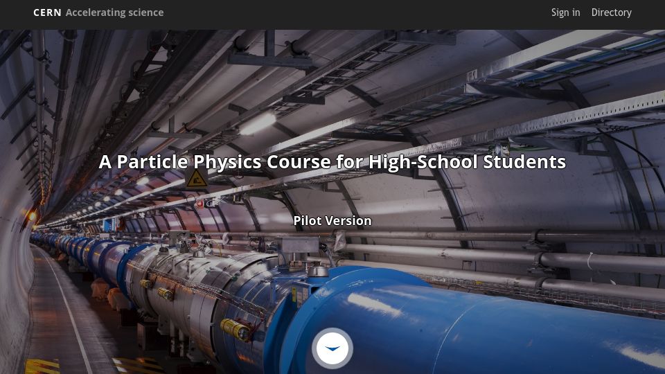 Screenshot of ppc.web.cern.ch: A particle physics course for high-school students