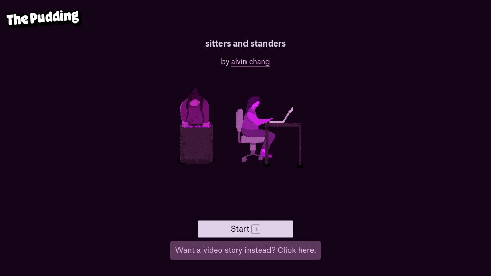 Screenshot of pudding.cool: Sitters and Standers