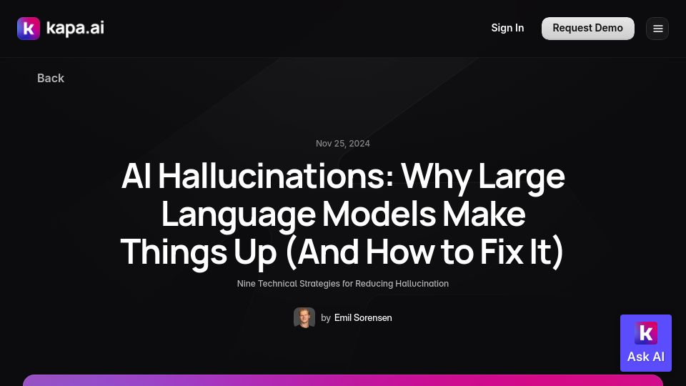 Screenshot of kapa.ai: AI hallucinations: Why LLMs make things up (and how to fix it)