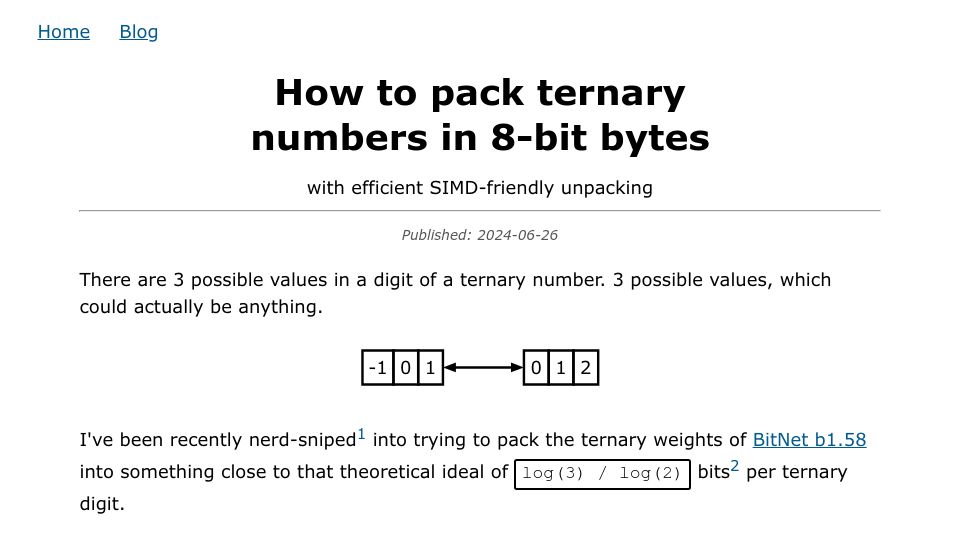 Screenshot of compilade.net: How to pack ternary numbers in 8-bit bytes