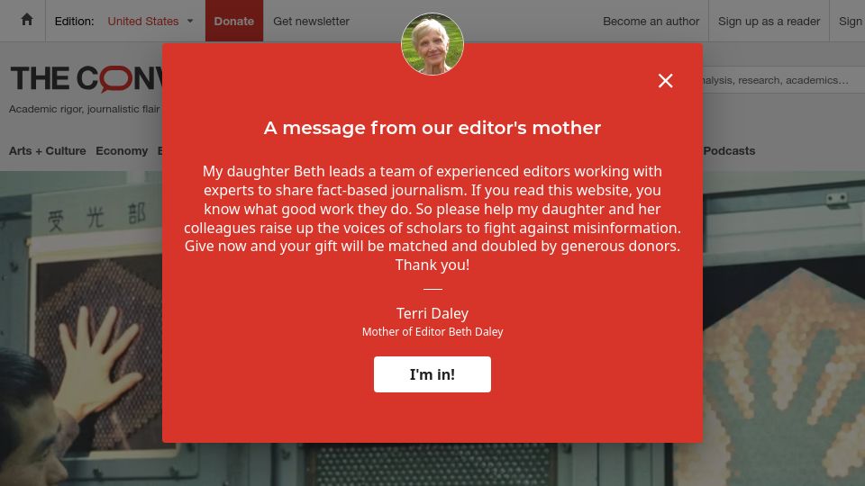 Screenshot of theconversation.com: Japanese scientists were pioneers of AI; they're being written out of history