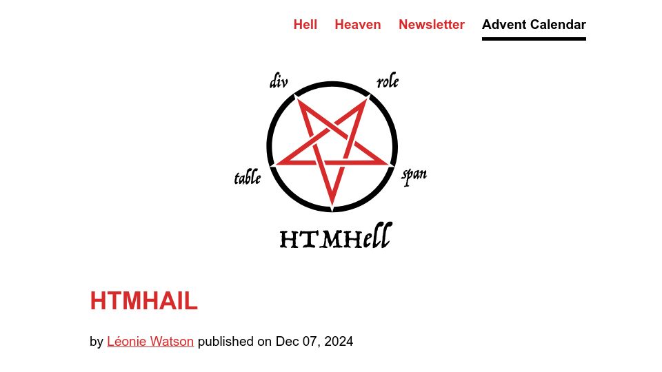 Screenshot of htmhell.dev: Htmhail