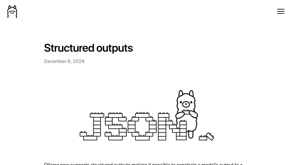 Screenshot of ollama.com: Structured Outputs with Ollama