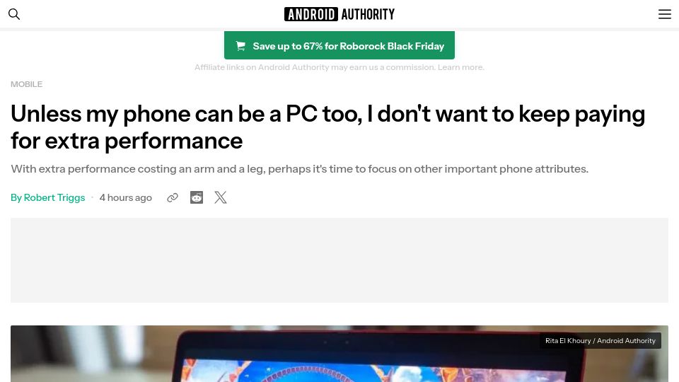 Screenshot of androidauthority.com: Unless my phone can be a PC, I don't want to keep paying for extra performance