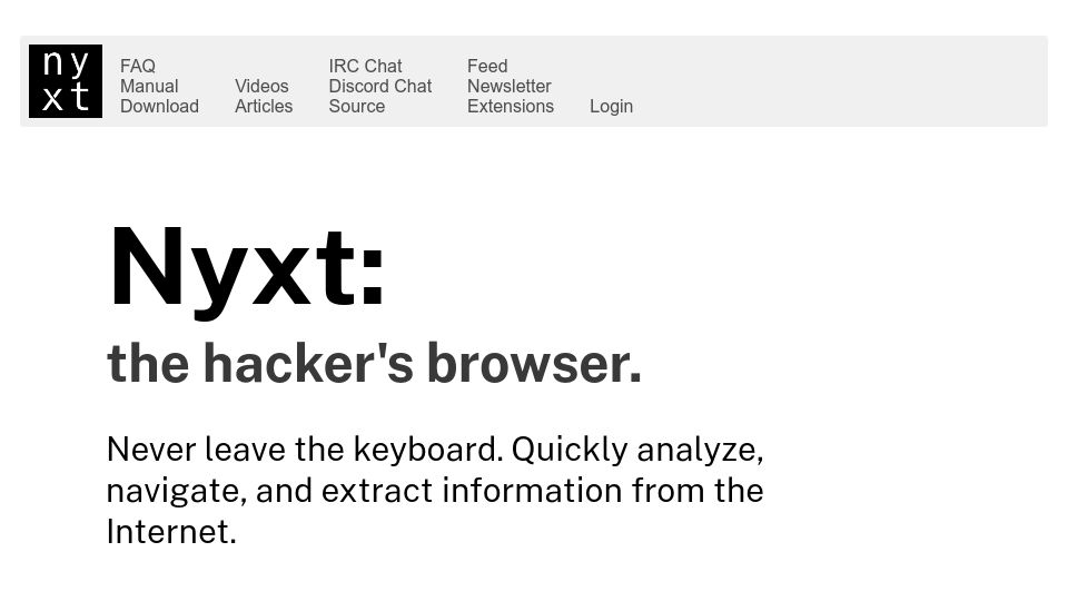 Screenshot of nyxt.atlas.engineer: Nyxt: The Hacker's Browser