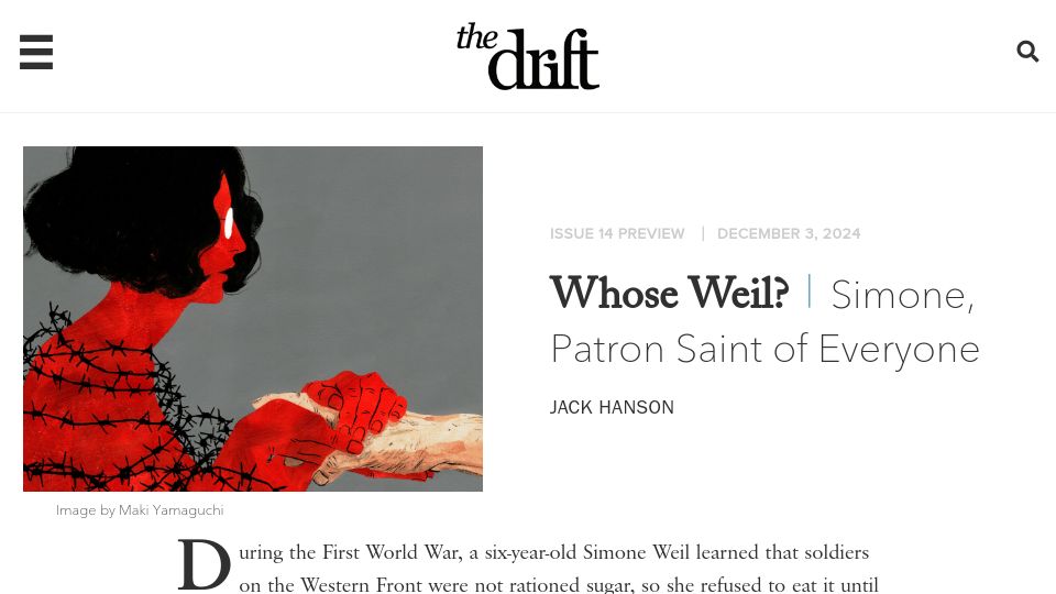 Screenshot of thedriftmag.com: Whose Weil? Simone, Patron Saint of Everyone