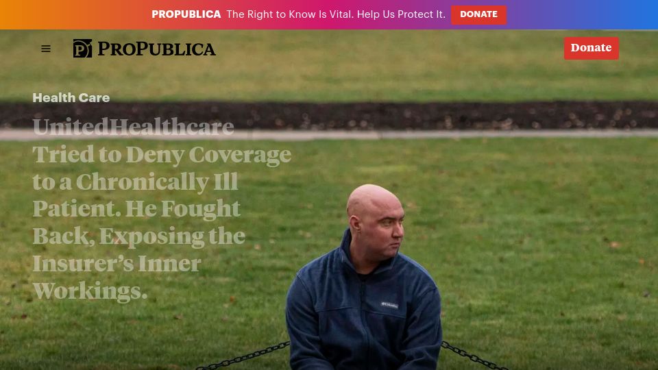 Screenshot of propublica.org: UnitedHealth's Effort to Deny Coverage for a Patient's Care